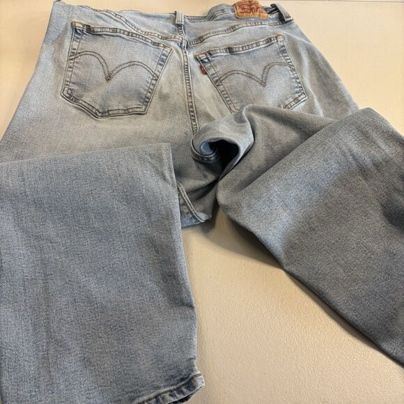 Levi's Wedgie Straight Jeans Light Wash Distressed Plus 16W Stretch Knee Patch - Picture 10 of 16